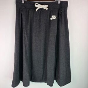 Nike‎ Women's Gym Vintage Skirt L Gray Drawstring Logo A-Line Casual Athletic